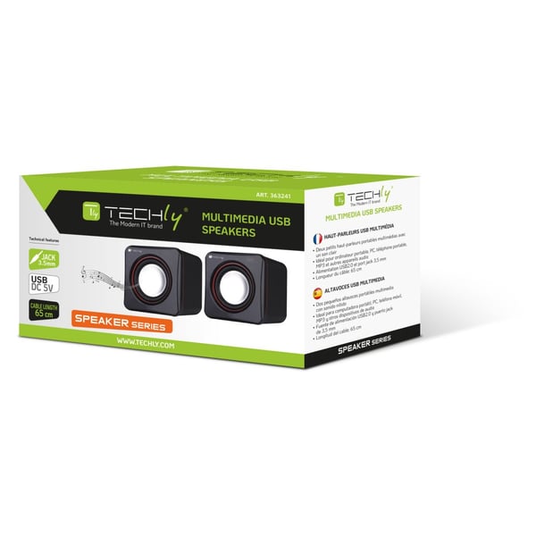 Techly ICC SP-320ETY højttaler Sort Ledningsført 3 W