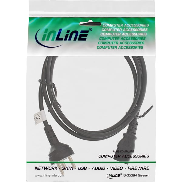 InLine 16655K strömkablar Svart 5 m Strömkontakt typ K C13 coupler