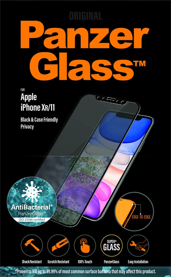PanzerGlass ® Privacy Screen Protector iPhone 11 | XR | Edge-to-Edge Genomskinligt skärmskydd Apple 1 styck
