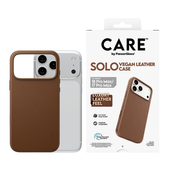PanzerGlass CARE™ by ® Solo Vegan Leather Case Brown w. MagSafe iPhone 2026 Pro Max | 17 Pro Max mobiltelefon etui Cover Brun
