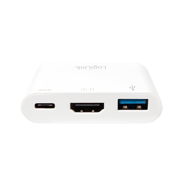 LogiLink 0.14m, 2xUSB-C/HDMI+USB A Hvid