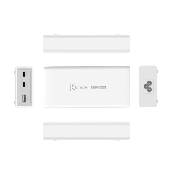 j5create JUP37185W-EN mobiililaitteen laturi Universaali Valkoinen AC Pikalataus Sisätila