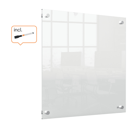 Nobo transparent akryl mini whiteboard vægmonteret 450x450mm