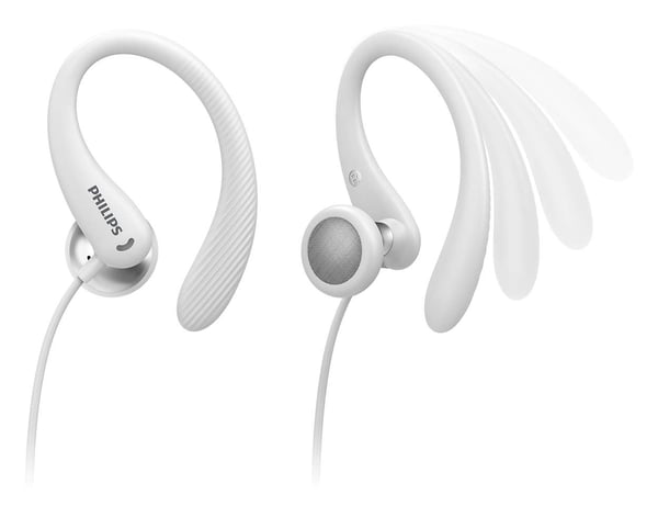 Philips TAA1105WT/00 hörlur och headset Kabel Öronkrok, I öra Idrott Vit