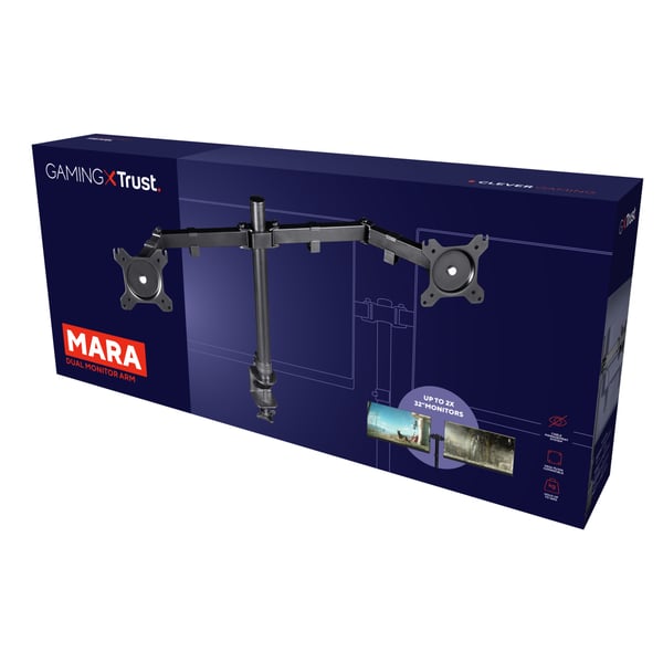 Trust GXT 1120 Mara Dual Monitor Arm 81,3 cm (32") Skrivebord Sort