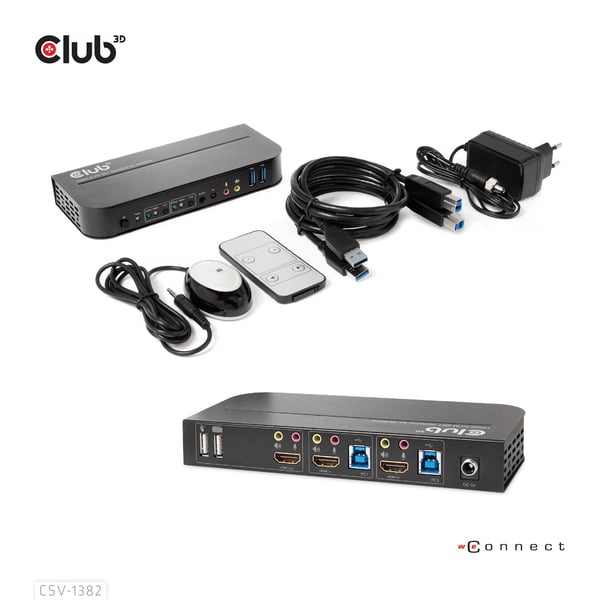 CLUB3D CSV-1382 KVM-switchar Svart