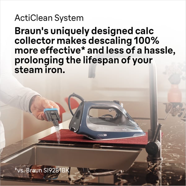Braun TexStyle 9 0127409002 strygejern Dampstrygejern EloxalPlus soleplate 3200 W Mørkeblå