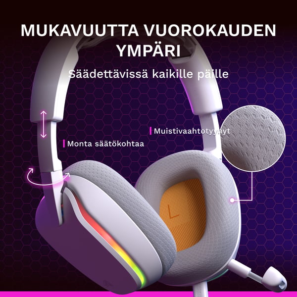 Glorious Gaming GHS Eternal RGB Kuulokkeet Langallinen Pääpanta Pelaaminen USB Type-C Valkoinen