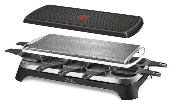 Tefal Inox & Design RE45A8 raclettepannu 10 henkilö(t) 1350 W Musta, Ruostumaton teräs