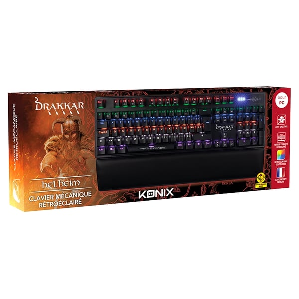 Konix Drakkar KX DK HELHEIM MK KEYBOARD tastatur Spil USB AZERTY Fransk Sort
