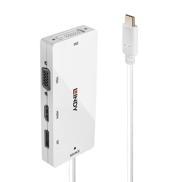Lindy 43279 dockningsstationer för bärbara datorer USB 3.2 Gen 1 (3.1 Gen 1) Type-C Vit