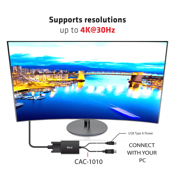 CLUB3D cac-1010 Displayport/usb DVI-I Daul link Sort, Hvid