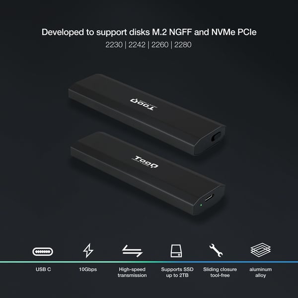 TooQ Shura SSD-inkapsling Svart M.2