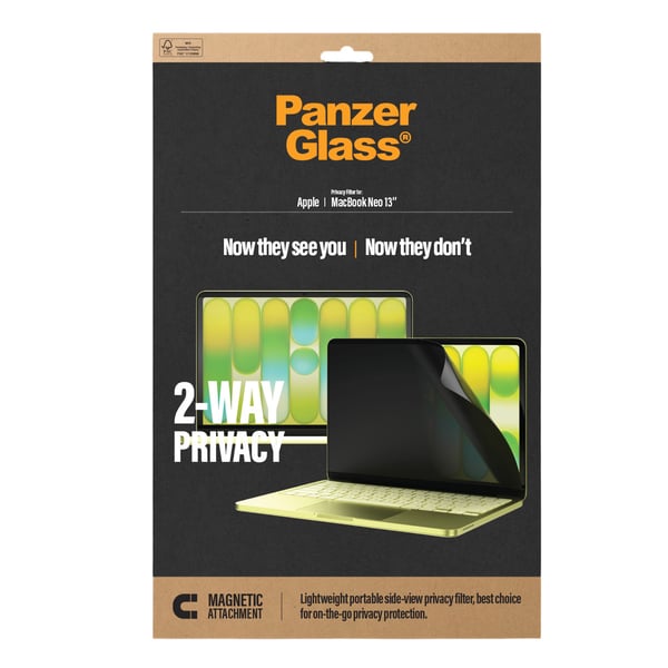 PanzerGlass ® Magnetic 2-Way Privacy Film Screen Protector Apple MacBook Neo 13'' M2 | M3 | M4 | M5 Kirkas näytönsuoja 1 kpl