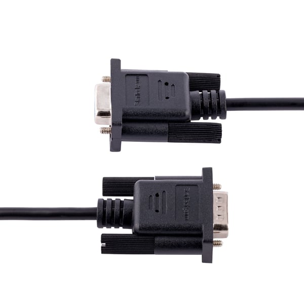 StarTech.com RS232 seriell nollmodel-kabel på 3 m, seriell crossover-kabel med/Al-Mylar-skärmning, DB9 seriell COM-portkabel (hane till hona), kompatibel med DTE-enheter, svart, F/M