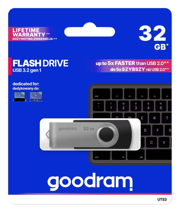 Goodram UTS3 USB-muisti 32 GB USB A-tyyppi 3.2 Gen 1 (3.1 Gen 1) Musta