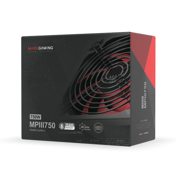 Mars Gaming MPIII750 enhed til strømforsyning 750 W 20+4 pin ATX ATX Sort, Rød