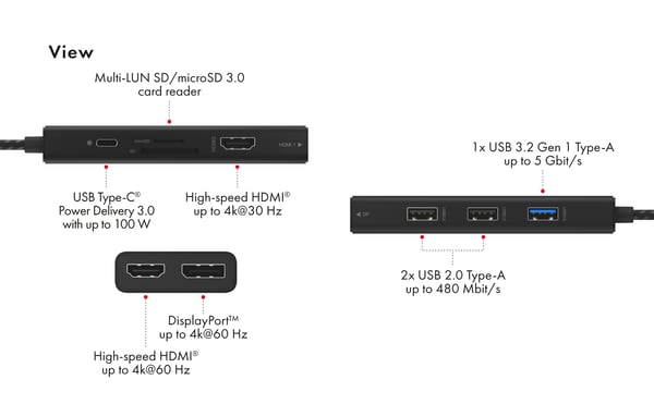 ICY BOX IB-DK4011-CPD Kabel USB 3.2 Gen 1 (3.1 Gen 1) Type-C Svart