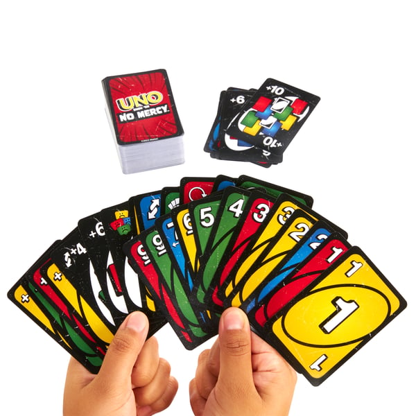 Mattel Games UNO Show ’em No Mercy-kortspel för barn, vuxna och familjekväll, fester och resor