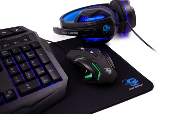 Deep Gaming DG-KTRAA-10 tastatur Mus inkluderet Spil USB QWERTY Spansk Sort