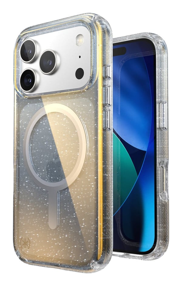 Speck Presidio Lux MagSafe - iPhone 17 Pro Cover (Hyper Mirror Glitter / Sølv Metallic)
