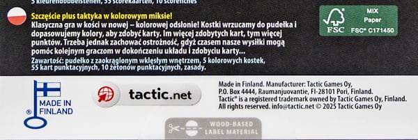 Tactic Colour Yatzy