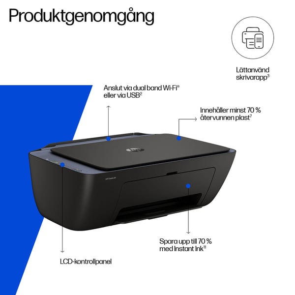 HP DeskJet 2921 Trådlöst All-in-One Färg Skrivare, Instant Ink
