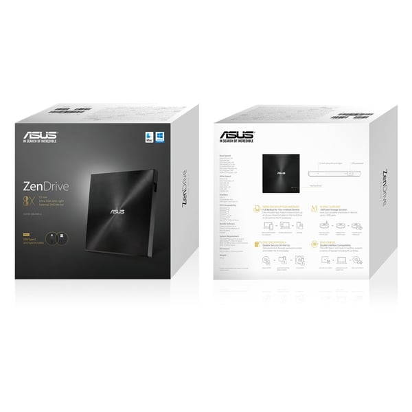 ASUS ZenDrive U9M optisk diskdrev DVD±RW Sort