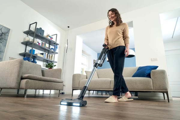 Hoover HF210HP 011 Stick vakuum Batteri Dry EPA Poseløs 1 L 165 W Grå, Kvarts metallisk
