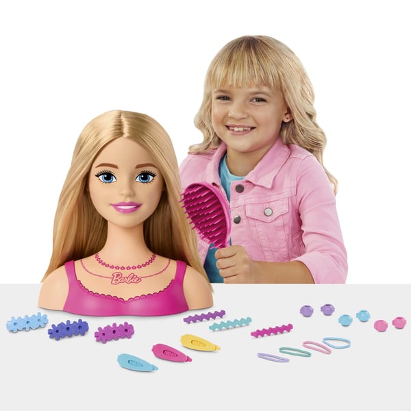 Barbie Barbie-stylinghoved, lyst hår med 20 stk. farverigt tilbehør