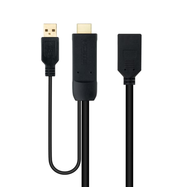 Nanocable 10.16.0205 videokaapeli-adapteri 0,2 m HDMI + USB Type-A DisplayPort Musta