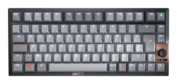 CHERRY KW 300W MX tastatur Hjem USB + Bluetooth AZERTY Fransk Sort, Kobberfarve, Grå