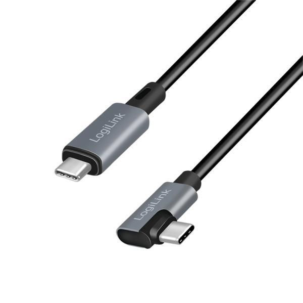 LogiLink CU0182 USB-kablar USB 2.0 1 m USB C 0,48 Gbit/s 100 W Svart, Silver