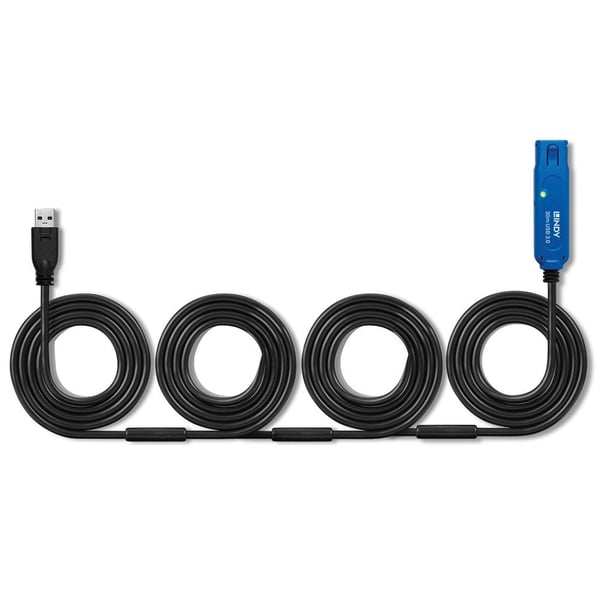Lindy 43362 USB-kablar USB 3.2 Gen 1 (3.1 Gen 1) 30 m USB A 5 Gbit/s Svart, Blå