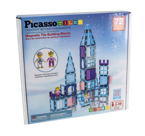 PicassoTiles 72 pc Ice Winter Theme Magnetic Tiles set