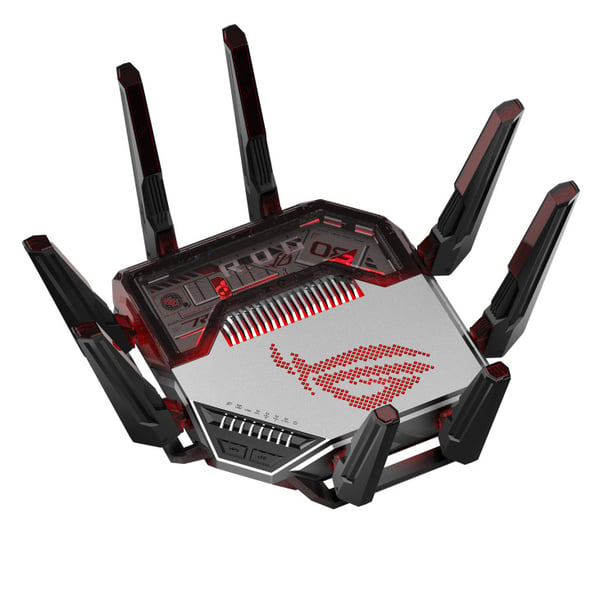 ASUS ROG Rapture GT-BN98 trådlös router 10 Gigabit Ethernet Quad-band (2.4 GHz / 5 GHz-1 / 5 GHz-2 / 6 GHz) Svart, Vit