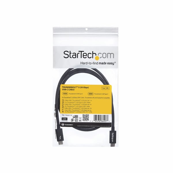 StarTech.com TBLT3MM1M Thunderbolt kabel 1 m 20 Gbit/sek. Sort