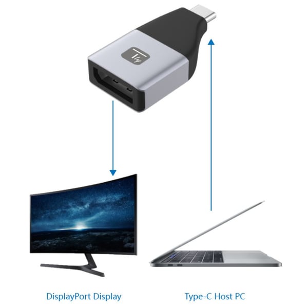 Techly IADAP USBC-DP4K USB grafisk adapter 3840 x 2160 pixel Sort, Sølv