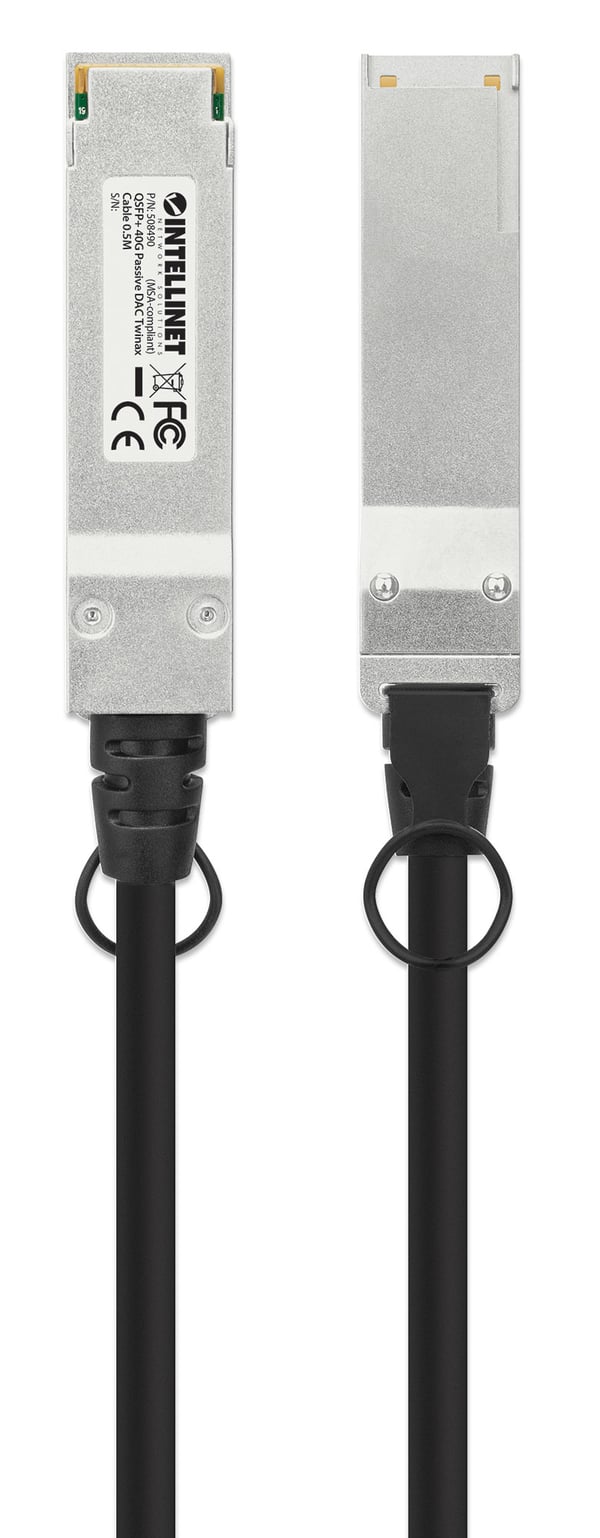Intellinet 508490 InfiniBand og fiberoptisk kabel 0,5 m QSFP+ Sort, Sølv