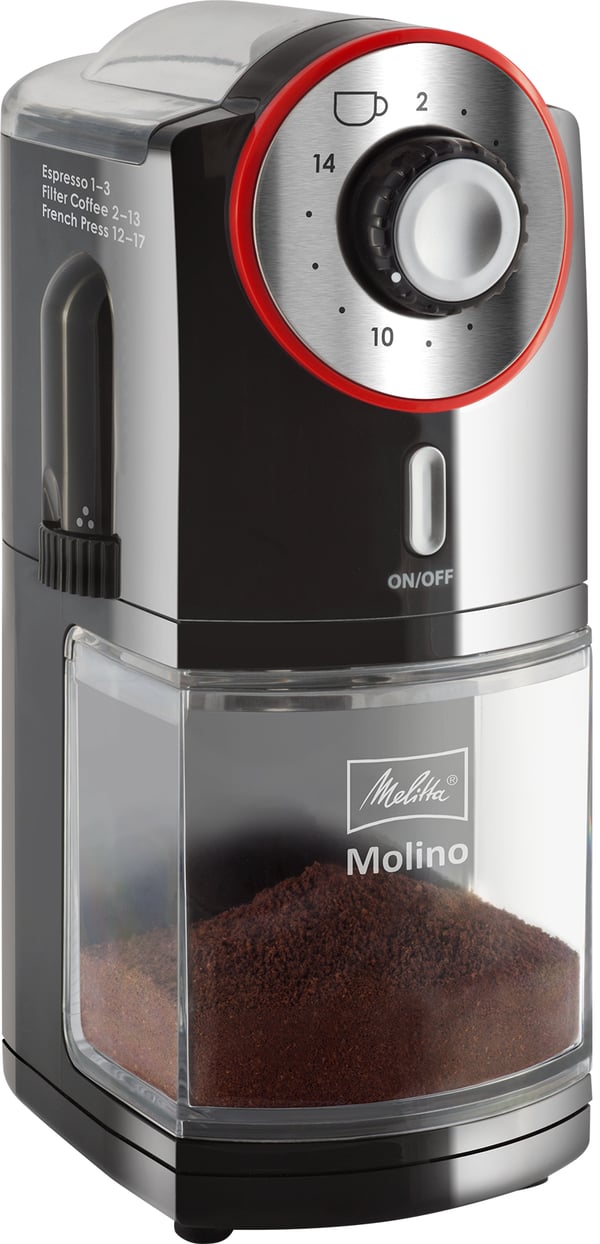 Melitta Molino 100 W Musta, Punainen, Ruostumaton teräs