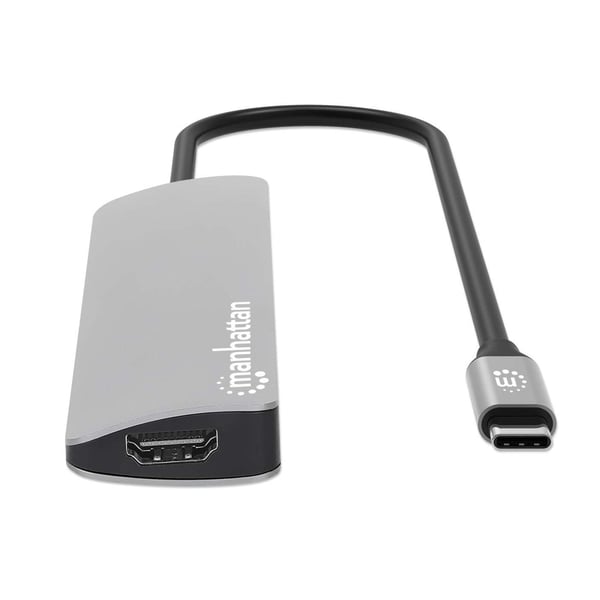 Manhattan 190442 kannettavien tietokoneiden telakka ja porttitoistin Langallinen USB 3.2 Gen 1 (3.1 Gen 1) Type-C Harmaa