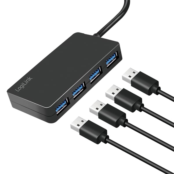 LogiLink UA0396 gränssnittshubbar USB 3.2 Gen 1 (3.1 Gen 1) Type-A 5000 Mbit/s Svart