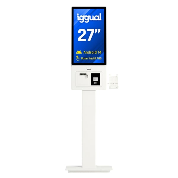 iggual ORCHID KI-27A Kiosk design 68,6 cm (27") LED Wi-Fi 250 cd/m² Fuld HD Hvid Berøringsskærm Indbygget processer Android 14