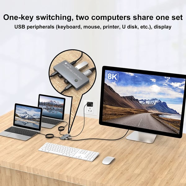 Techly IDATA KVM-DPC8K KVM-switchar Grå
