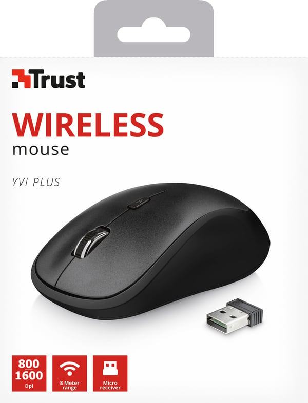Trust Yvi Plus mus Kontor Ambidextrous RF trådløst Optisk 1600 dpi