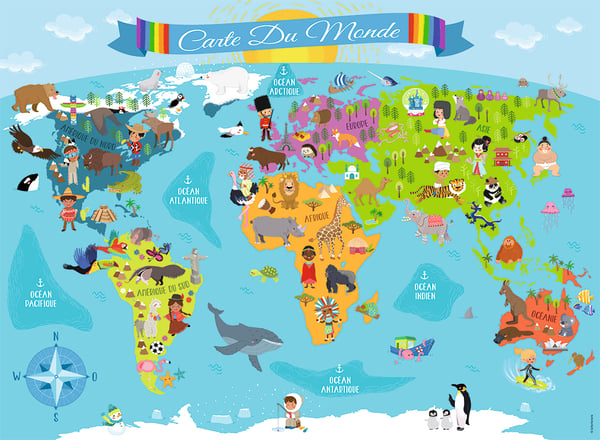 Nathan 150 Piezas de un rompecabezas - Mapa del mundo - 86806