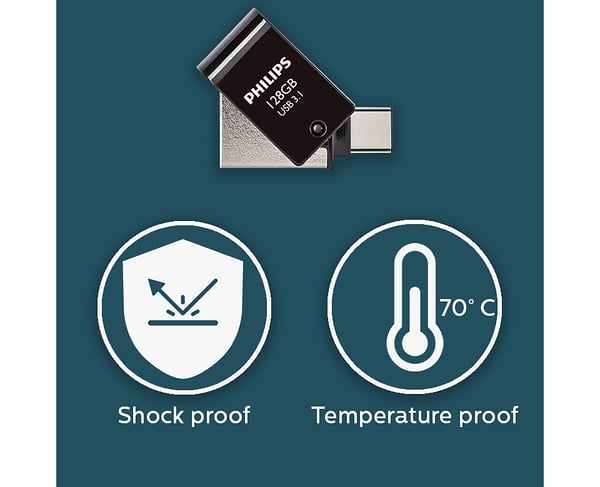 Philips FM12DC152B/00 USB-muisti 128 GB USB A-tyyppi 3.2 Gen 1 (3.1 Gen 1) Musta, Hopea