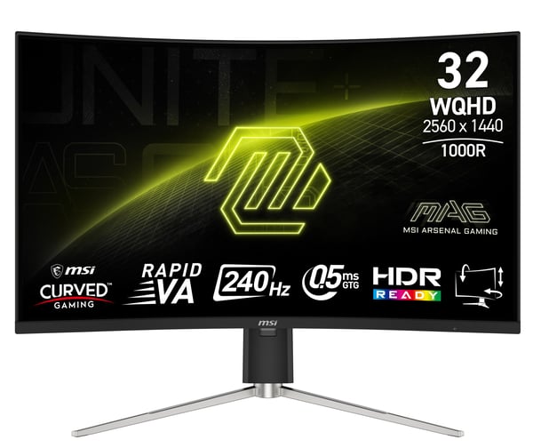 MSI MAG 325CQRXF E2 platta pc-skärmar 80 cm (31.5") 2560 x 1440 pixlar Wide Quad HD LED Svart