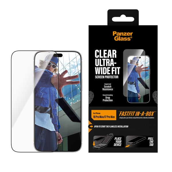 PanzerGlass ® Screen Protector iPhone 2026 Pro Max | 17 Pro Max | Ultra-Wide Fit w. FASTFIT IN-A-BOX Kirkas näytönsuoja 1 kpl