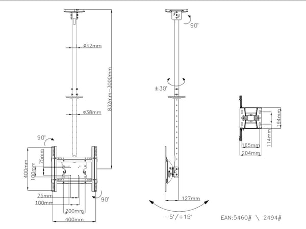 Multibrackets 5460 skærmbeslag til skiltning 139,7 cm (55") Sort